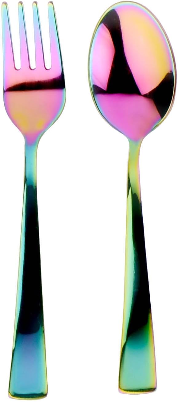 Ahimsa Stainless Steel Kids Utensils - Kids Fork and Spoon Set, Pediatrician Designed Rainbow Silverware Set, 100% BPA Free & Dishwasher Safe (Rainbow)-Ruum Studio Home