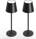 Maksone 2 Pack LED Cordless Table Lamp, 6600mWh Rechargeable Battery Desk Lamp, 3000K Stepless Dimming Night Light, IP54 Waterproof Metal Outdoor Portable Lamp for Restaurant, Patio (Black)-Ruum Studio Home
