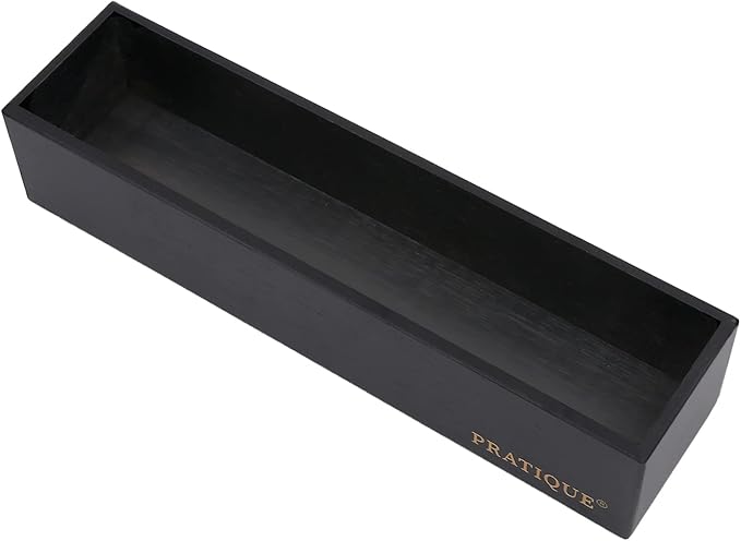 Bamboo Drawer Organizer - Kitchen Utensil Organizer Silverware Tray Cutlery Holder，Office Desk Supplies and Accessories,12 * 3 * 2.6inch,Black-Ruum Studio Home