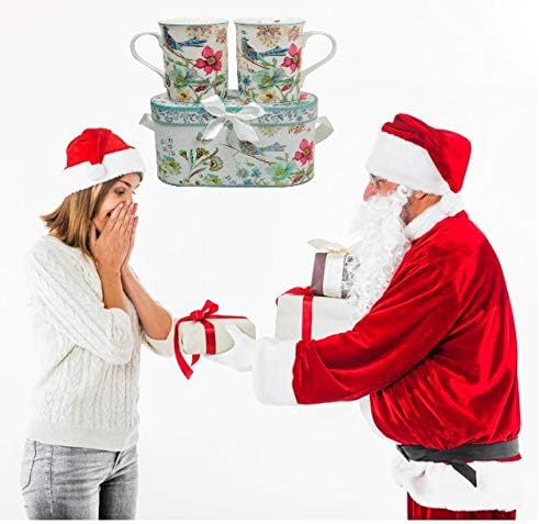 Lightahead Elegant Bone China Two Coffee Mugs set in Blue bird design 11.2 oz each cup in attractive gift box-Ruum Studio Home
