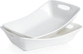 Kanwone Large Serving Bowls with Handles, White Serving Dishes For Entertaining, 1.8 Quarts Porcelain Bowl Set for Turkey, Fruit, Salad, Rectangle Serving Platter for Parites, Thanksgiving, Set of 2-Ruum Studio Home