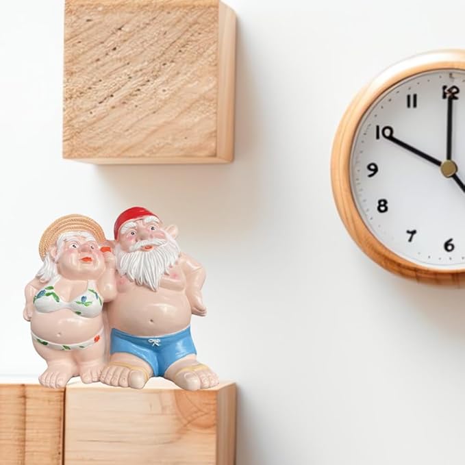 Women Man Double Gnomes Statue, Durable Resin Miniature Garden Gnome Decoration for Indoor Outdoor Decor, Gnome Ornament for House Yard Lawn Terrace Housewarming Halloween Garden Style Decor (A-01)-Ruum Studio Home