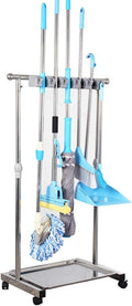 movable mop broom holder put wet mops floor standing cleaning tool rack stainless for schools, hospitals, factories, hotels, restaurant, etc.-Ruum Studio Home