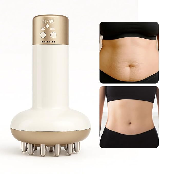 Lymphatic Drainage Massager & Anti Cellulite Massage Tool, Reduce Stretch Marks & Cellulite, for Legs, Arms & Belly, Body Sculpting Machine with Microcurrent, Light, Heat & Vibration,White-Ruum Studio Home