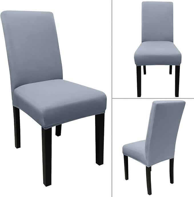 JQinHome 4 Pcs Dining Chair Slipcover, High Stretch Removable Washable Chair Seat Protector Cover for Home Party Hotel Wedding Ceremony(Light Grey)-Ruum Studio Home