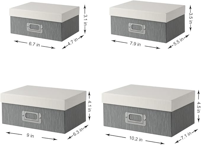 Briful Photo Boxes with Lids - 4 in 1 Set Waterproof Storage Boxes with Handles for Clothes, Shoes, Office, Cosmetic, Books-Ruum Studio Home