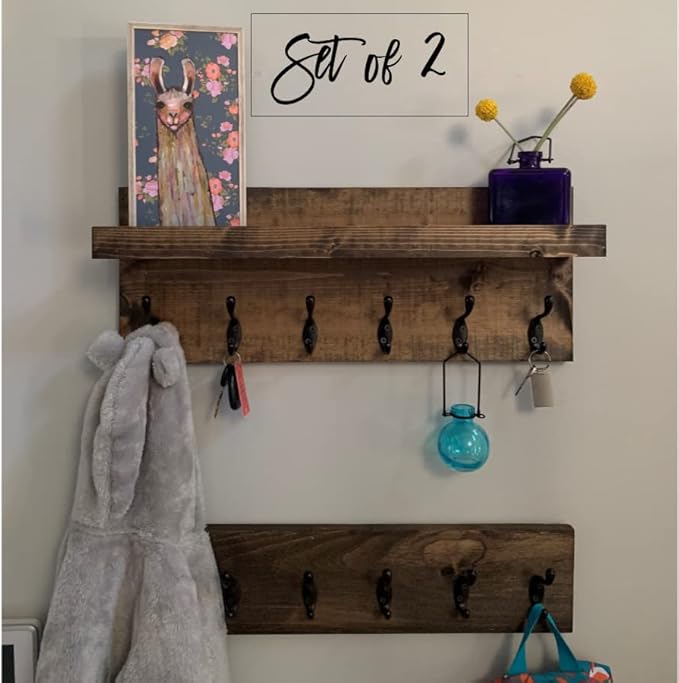Coat Rack with Shelf (Choose your Length) Towel Rack Entryway Organizer Wall Mounted Hooks-Ruum Studio Home