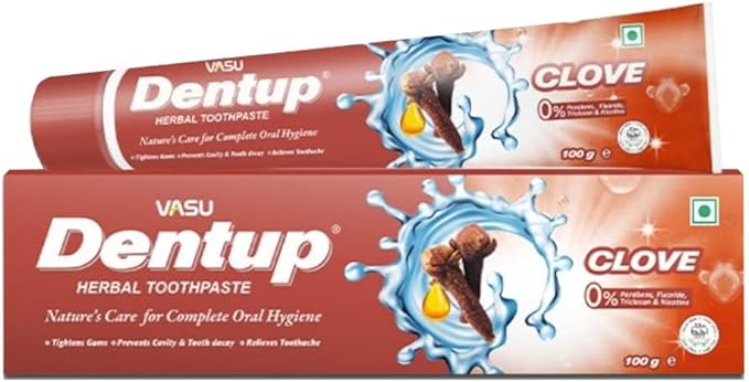 Dentup Herbal Toothpaste with Clove & Basil | Natural Fluoride-Free Ayurvedic Toothpaste for Fresh Breath & Gum Support – 100g Each (Pack of 2)-Ruum Studio Home