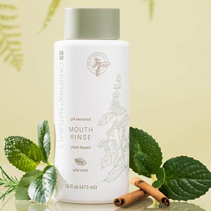 CariFree Naturals Mouth Rinse | pH Elevated, Fluoride-Free, with Magnolia Bark & Essential Oils, Organic Ingredients, Alcohol-Free, Dentist Recommended,Dentist Developed Wild Mint, 16 fl oz, Pack of 4-Ruum Studio Home