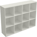 12-Cube Storage Shelf Bookcase - Wooden 3-Tier Floor Standing Open Bookshelf for Home and Office, Display Cabinet, Warm White-Ruum Studio Home
