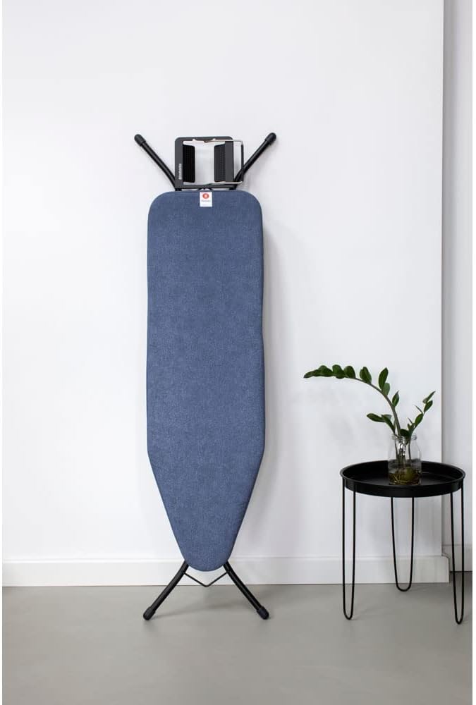 Brabantia Size B Ironing Board (49x15 in) 7 Height Options, Adjustable Steam Iron Rest Holder (Denim Blue) Non-Slip Feet, Anti-Collapse Child Locks-Ruum Studio Home