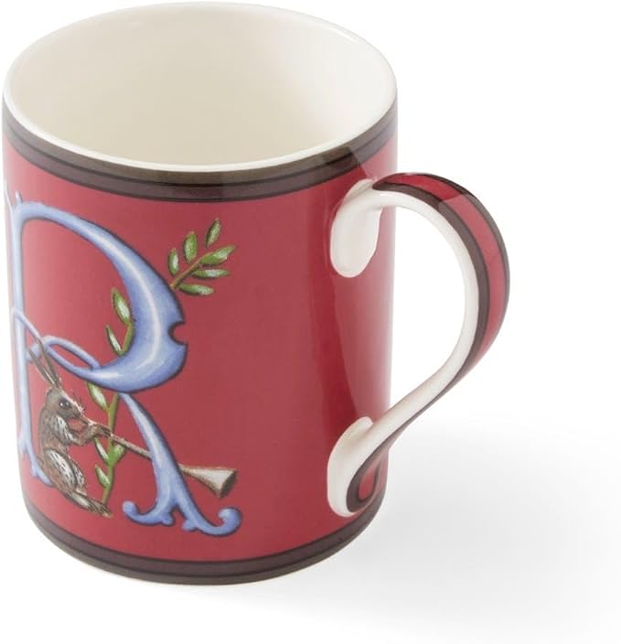 Spode Kit Kemp 12oz Mug in Fine China, R Initial - Custom Coffee Cup for Hot Beverages, Personalized Gift Idea for Her, Him, Friends, Coffee Lovers - Stylish Letter Mug for Daily Use, Dishwasher Safe-Ruum Studio Home