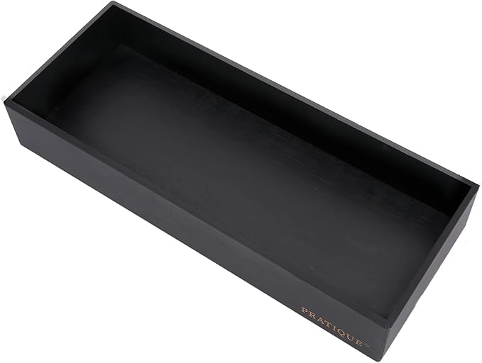 Bamboo Drawer Organizer - Kitchen Utensil Organizer Silverware Tray Cutlery Holder，Office Desk Supplies and Accessories,15 * 5.9 * 2.6,Black-Ruum Studio Home