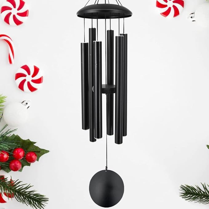 ASTARIN Outdoor Memorial Wind Chimes, 36 in with 6 Heavy Tubes, Deep Tone for Garden Hanging Decor, Sympathy Gifts. Black-Ruum Studio Home