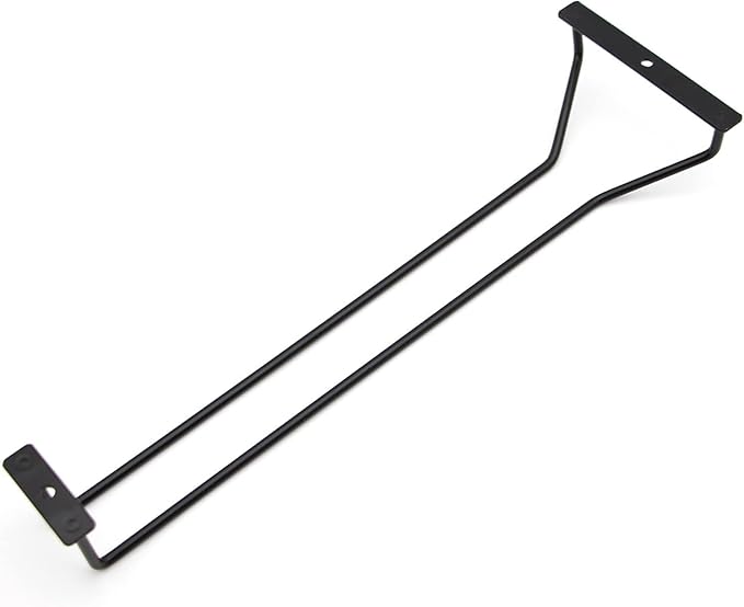 14-Inch Black Wine Glass Rack, Under Cabinet Wine Glass Holder Stainless Steel Stemware Rack - Hanging Stemware Holder for Cabinet Kitchen Bar, Set of 4-Ruum Studio Home