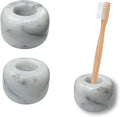 White Marble Toothbrush Stand/Holder - Real Marble Toothbrush Stand - Minimalist Modern Single Tooth Brush Holder. Pack of 2-Ruum Studio Home