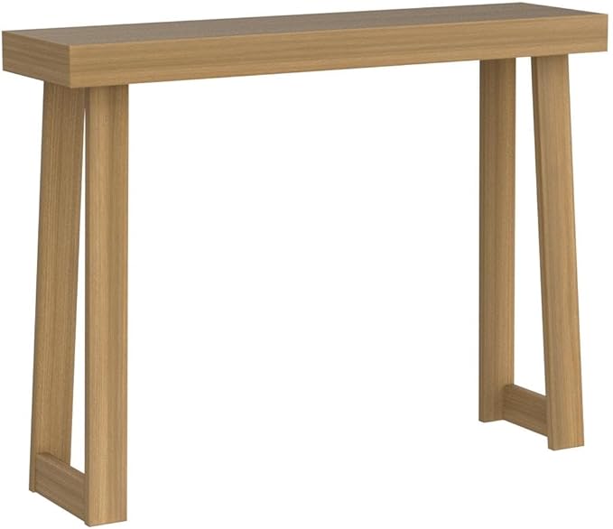 Plank+Beam Solid Wood Console Table, 46.25 Inch, Sofa Table, Narrow Entryway Table for Hallway, Behind The Couch, Living Room, Foyer, Easy Assembly, Pecan-Ruum Studio Home