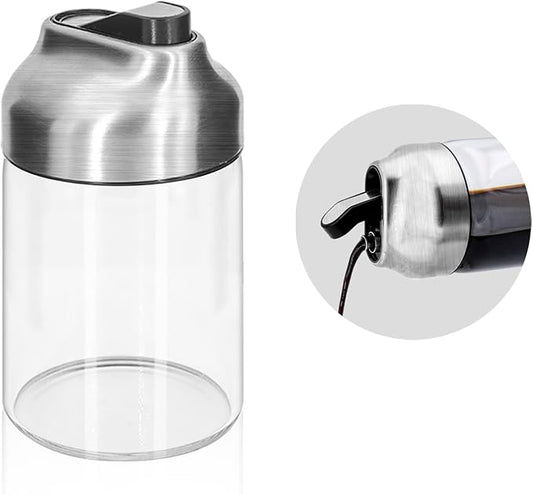Aelga Soy Sauce Dispenser, 7oz Non-Drip Spout Oil and Vinegar Dispenser with Auto Flip Cap, Glass Oil Cruet for Kitchen Cooking-Ruum Studio Home