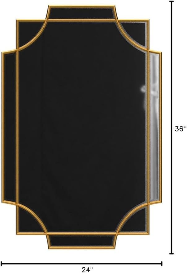 Kelly Miller Gold Bathroom Mirror for Wall, 24"x36" Large Decorative Mirror Gold Wall Mirror Vanity Mirror Beveled Wall Decor for Master Bath Half Bath Living Room Bedroom Fireplace Mantle Entryway-Ruum Studio Home