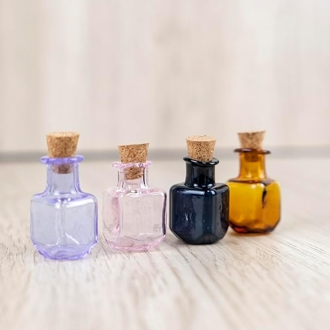 2ml Very Mini Rectangle Glass Color Bottles With Cork Colored Glass Bottles with Cork Stoppers Mix 7 Colors-Ruum Studio Home