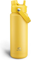 Insulated Water Bottle with Straw Stainless Steel Water Bottle, Leak-Proof, BPA-Free, Double Wall Vacuum Keeps Cold for 24 Hours for Sports, Travel, School (32 oz, Elfin Yellow)-Ruum Studio Home