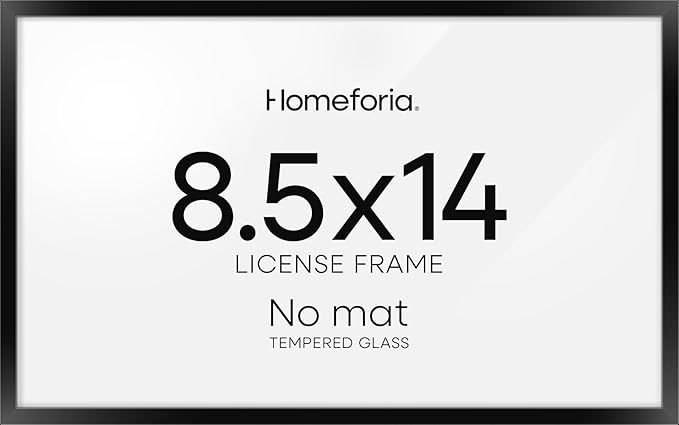 Homeforia 8.5 x 14 Marriage License Frame Black, High End Metal 8.5x14 Marriage Certificate Frames, 14x8.5 Picture Frame for Wall & Tabletop, 8.5 by 14 Photo Frames, Tempered Glass, Wall Kit, Set of 1-Ruum Studio Home
