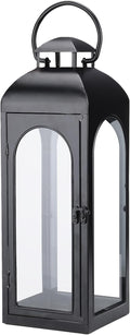 Bdor 16 Inches Metal and Tempered Glass Candle Lantern - Premium Outdoor Lantern, Decorative Lanterns with Handcrafted Design for Patio, Garden & Indoor Decor-Ruum Studio Home