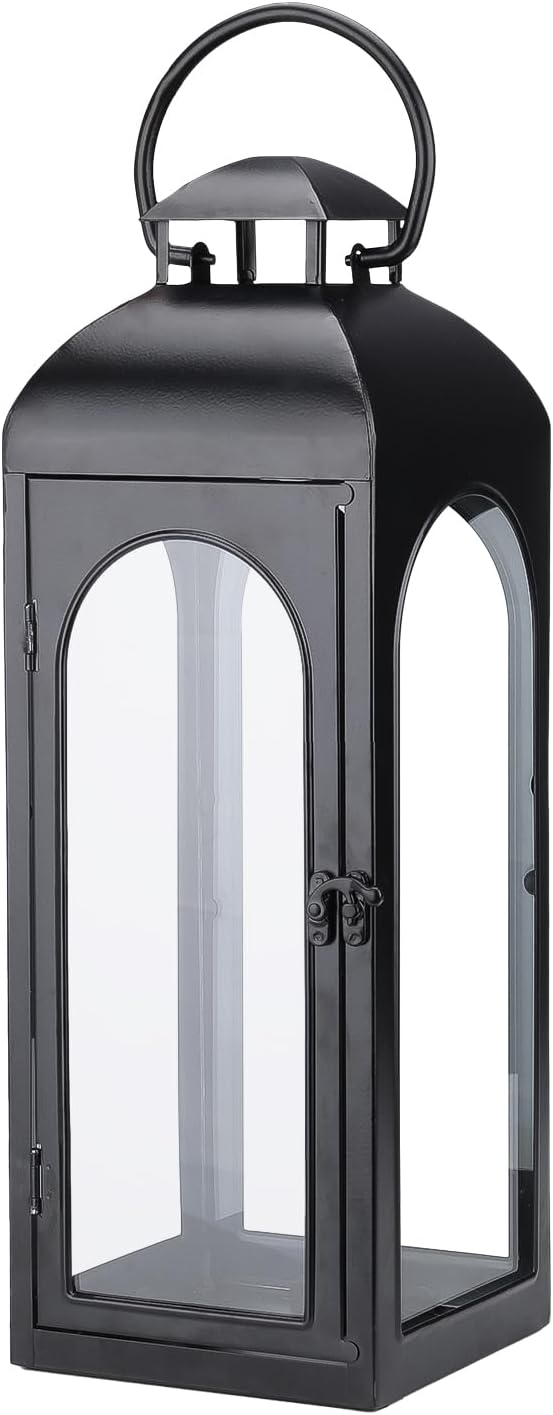 Bdor 20-Inch Metal and Tempered Glass Candle Lantern - Premium Outdoor Lantern, Decorative Lanterns with Handcrafted Design for Patio, Garden & Indoor Decor-Ruum Studio Home
