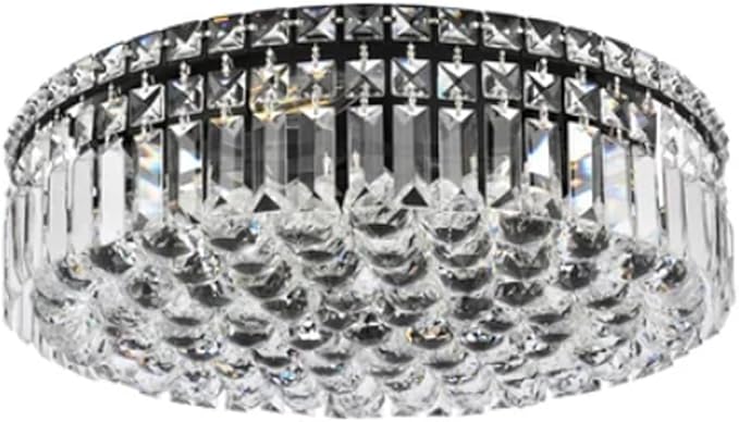 6-Lights Black Crystal Flush Mount Chandelier Light Fixture K9 Crystals Modern Ceiling Lights Elegant Pendant Lamp for Bedroom,Hallway,Bar,Living Room,Dining Room,H5.9 xW20 (Bulbs Not Included)-Ruum Studio Home