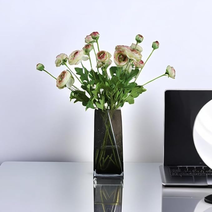 Artificial Silk Flowers Persian Buttercup Bicolor Ranunculus Flower 5 Pcs,Suitable for core Decoration,Wedding Floral Creation,Flower Arrangement DIY Project,Interior Decor（Green）-Ruum Studio Home