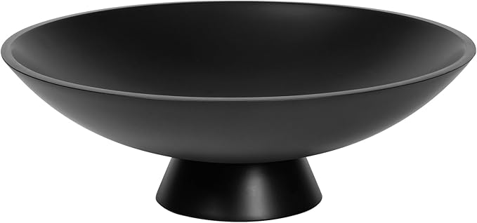 Decorative fruit bowl for Home Decor Large Modern Handicraft Key Bowl for Entryway Table Stylish Centerpiece Purse Bowl Pedestal bowl for Kitchen Counter Coffee Table(Artificial Stone Black)-Ruum Studio Home