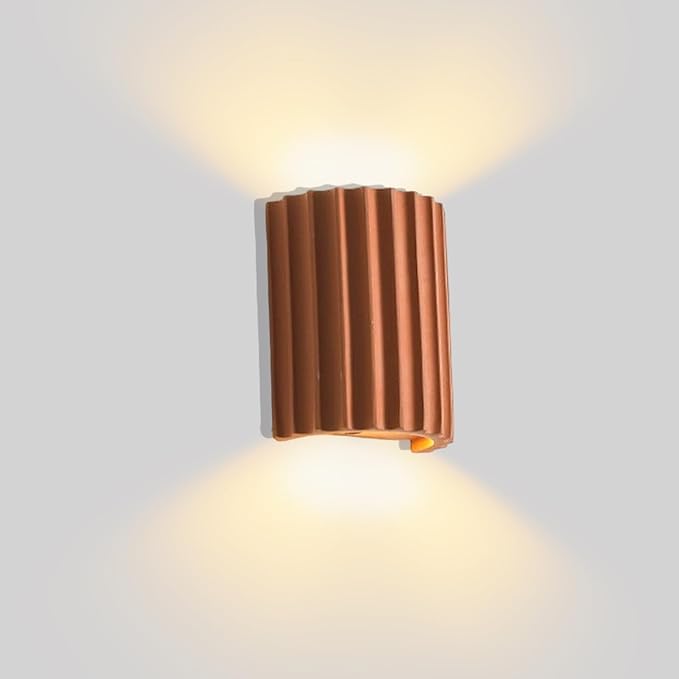 LightInTheBox Modern LED Wall Sconce Minimalist Resin Wall Light Nordic Style Half-Cylinder Tree Root Desgin Up and Down Light for Stairs Hallway Bedroom (Orange)-Ruum Studio Home
