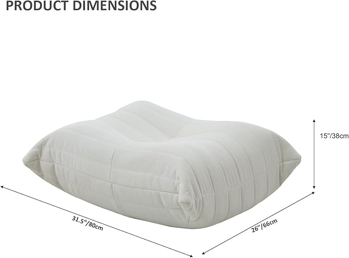 Luxury Ottomans, Modern Square Foot Rest for Sofa Couch Chair, Lazy Floor Seating, Fireside Bean Bag Chair, Tatami Sofa Lounger for Living Room, Bedroom, Office, White-Ruum Studio Home