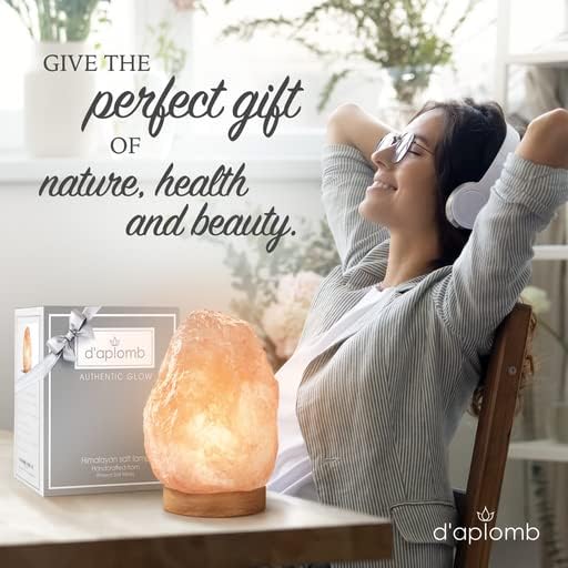d'aplomb 100% Authentic Natural Himalayan Salt Lamp;Large Hand Carved Natural Chunk Pink Crystal Rock Salt from Himalayan Mountains; Dimmer Cord; 12 lbs-Ruum Studio Home
