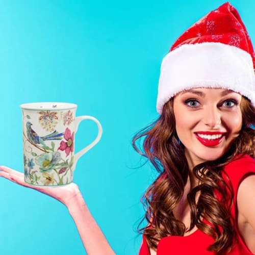 Lightahead Elegant Bone China Two Coffee Mugs set in Blue bird design 11.2 oz each cup in attractive gift box-Ruum Studio Home