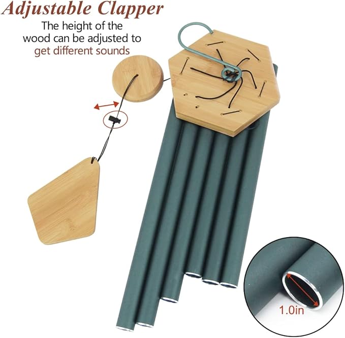 Wind Chimes Outdoor Deep Tone, 36 Inches Large WindChimes Outdoor Sympathy Windchime for Mom/Housewarming/Christmas, Garden Chimes for Outside Decoration. Green-Ruum Studio Home