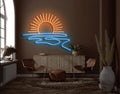 LED Decorative Lights USB Interface Mountains Sunrise Sunset Led Neon Signs Home Decoration Wall Art Holiday Gift Brightness Adjustable 15.7''x16.5''-Ruum Studio Home