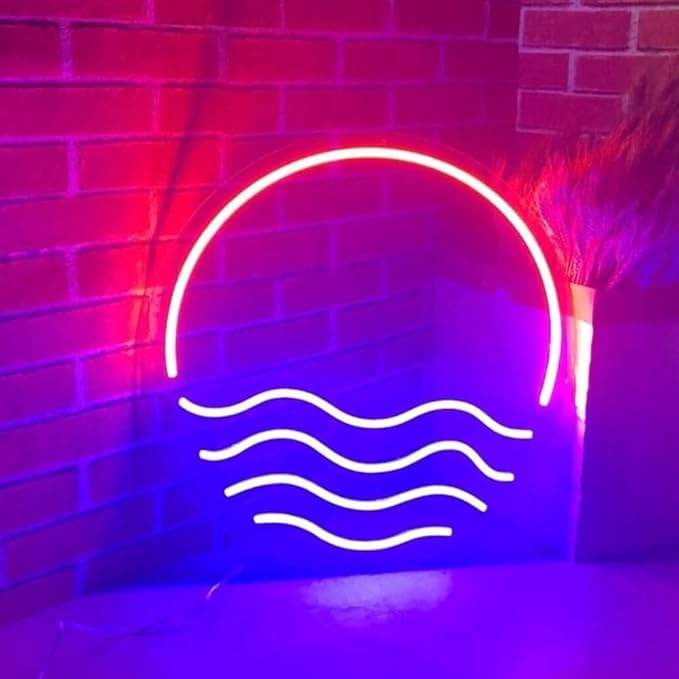 LED Decorative Lights USB Mountains Sunrise Sunset Led Neon Signs Home Decoration Wall Art Holiday Gift Brightness Adjustable 15''x15''-Ruum Studio Home