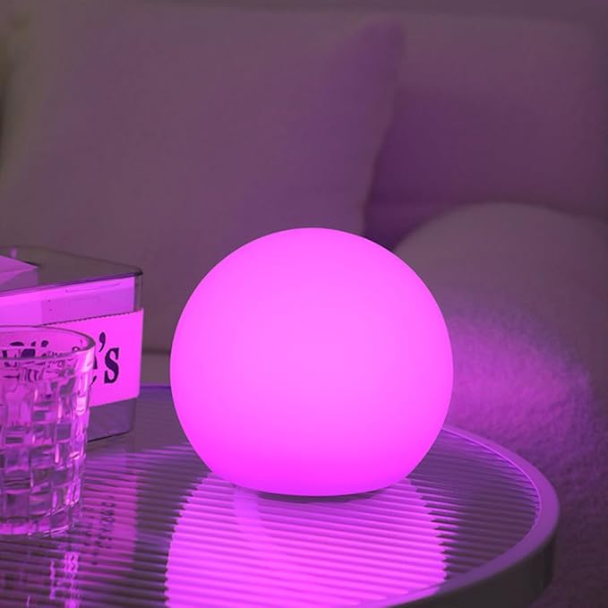 LED Globe Orb Light, 6-in LED Light Ball for Kid, 16 Dimmable Colors & 4 Modes Light Up Ball Mood Lamp w/Remote, Rechargeable Orb Night Lights Waterproof Outdoor Globe Lights for Home/Nursery/Party-Ruum Studio Home