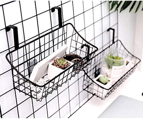 LeleCAT Basket with hook Grid Storage Basket, Hang it behind a door or on a railing, Over the Cabinet Door, Small, BLack,1 Pack-Ruum Studio Home