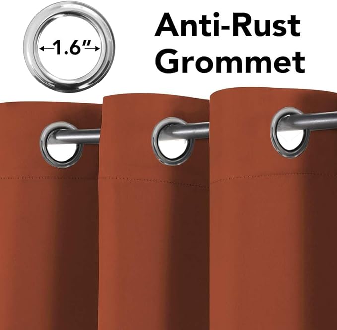 H.VERSAILTEX Blackout Curtains for Bedroom Thermal Insulated Room Darkening Living Room Curtains 63 Inch Long Grommet Privacy Protection Window Curtain Panels/Drapes for Nursery,2 Panels,Orange-Ruum Studio Home