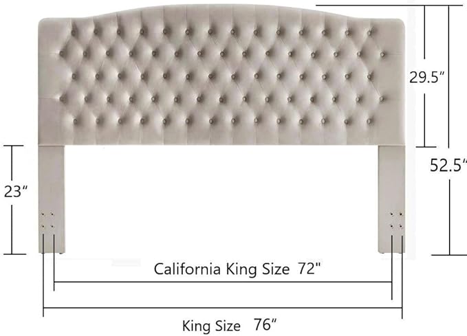 24KF Upholstered Tufted Button Velvet Headboard,Comfortable Fashional Headboard King/CA King Size,Taupe-Ruum Studio Home