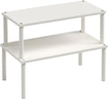 Cabinet Organizer Shelf(Set of 2),Kitchen Counter Shelves,Bamboo Spice Rack Countertop and Cabinet,Stackable Expandable,Large(White)-Ruum Studio Home
