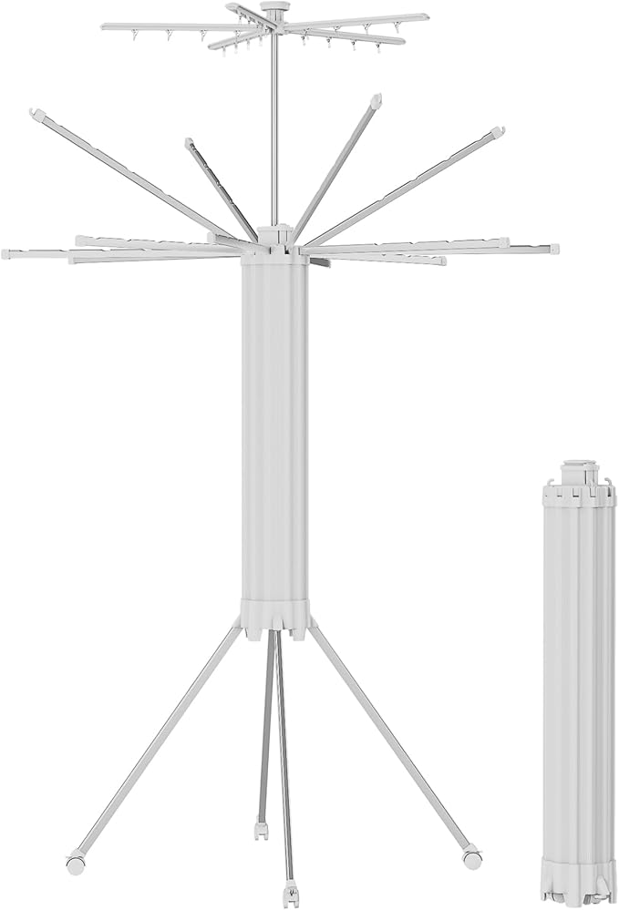 JOOM 4 Legs Double Layer Clothes Drying Rack, Garment Rack Portable and Foldable Space Saving Laundry Drying Rack - Drying Rack Clothing Floor Folding Balcony Bedroom Household Aluminum-Ruum Studio Home