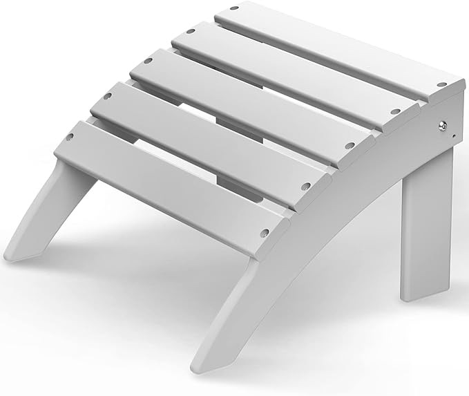 GREENVINES Adirondack-Ottoman | HDPE Plastic | Outdoor Footrest | All Weather | Foot Rest | Foot Stool | White | for Adirondack Chair | for Patio Backyard Pool-Ruum Studio Home