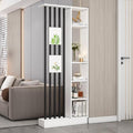 Wall Room Divider, Storage Cabinet Storage Display with Shelves, Modern Freestanding Wood Room Divider Screen, Wall Privacy Screens for Home Decorative (White+Black,31.5" L x 9.5" W x 79.5" H)-Ruum Studio Home