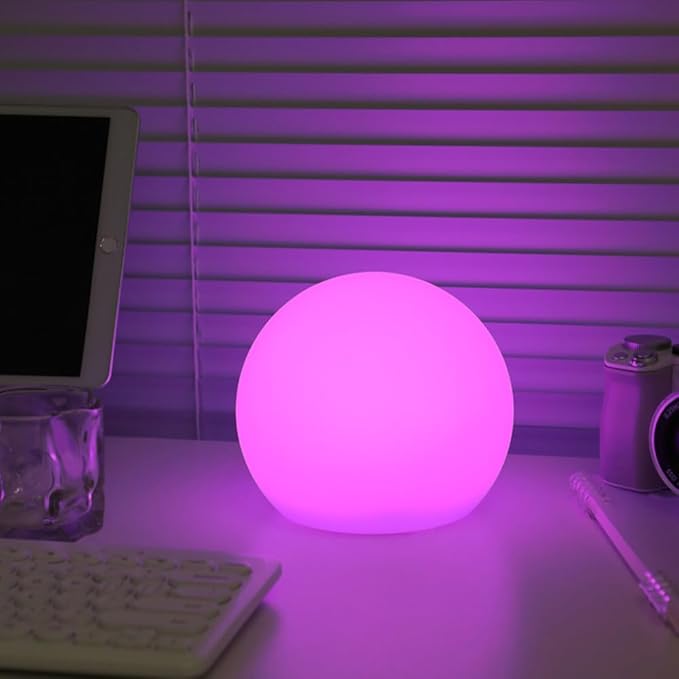 LED Globe Orb Light, 6-in LED Light Ball for Kid, 16 Dimmable Colors & 4 Modes Light Up Ball Mood Lamp w/Remote, Rechargeable Orb Night Lights Waterproof Outdoor Globe Lights for Home/Nursery/Party-Ruum Studio Home