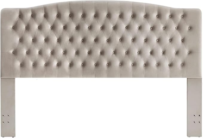 24KF Upholstered Tufted Button Velvet Headboard,Comfortable Fashional Headboard King/CA King Size,Taupe-Ruum Studio Home
