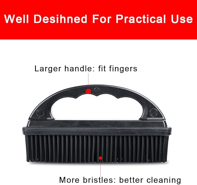 Rubber Pet Hair Removal Brush Lint & Cat Dog Hair Remover Brush Pet Silicone Lint and Debris Remover for Cleaning, Grooming, Home,Black-Ruum Studio Home