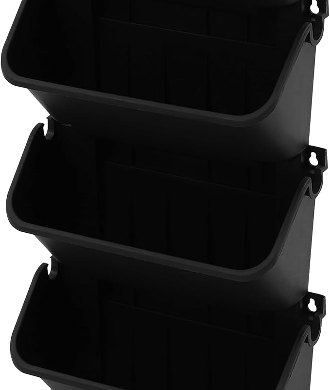 18 Pots Self-Watering Vertical Wall Planter, 39.4”L x 39.4”H Stackable Plastic Wall-Mounted Plant Grow Pots, Wall Hang Garden Planter Outdoor Indoor for Herbs Flowers Strawberries (Black)-Ruum Studio Home